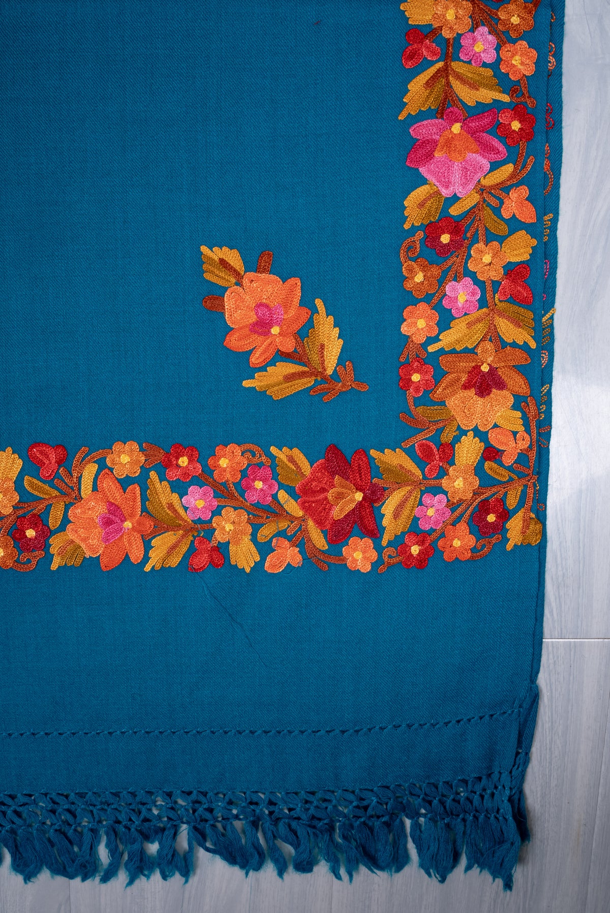 Autumn Bloom Aari Machine Embroidered Shawl