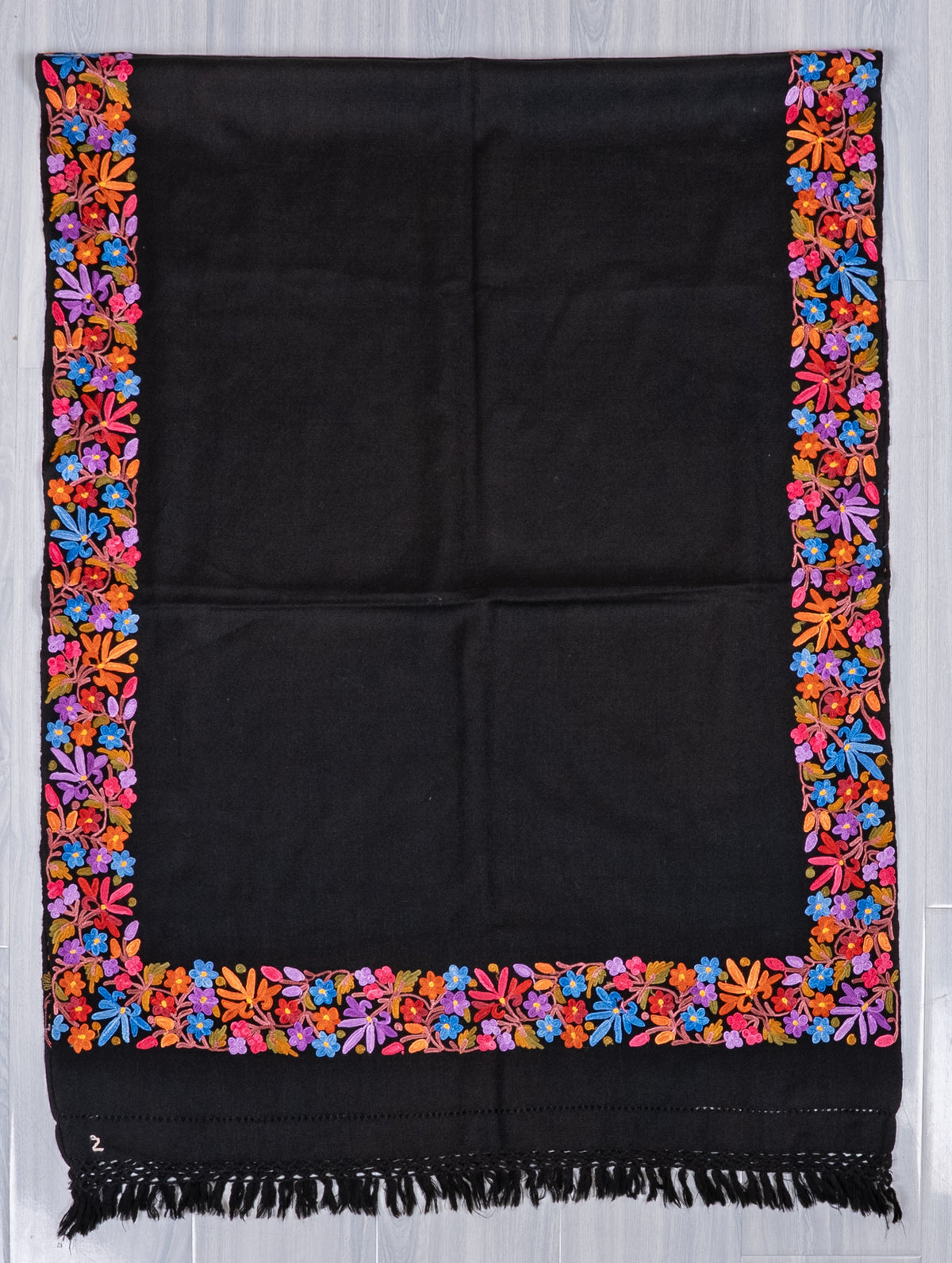 Festival Bloom Border Aari Machine Embroidered Shawl