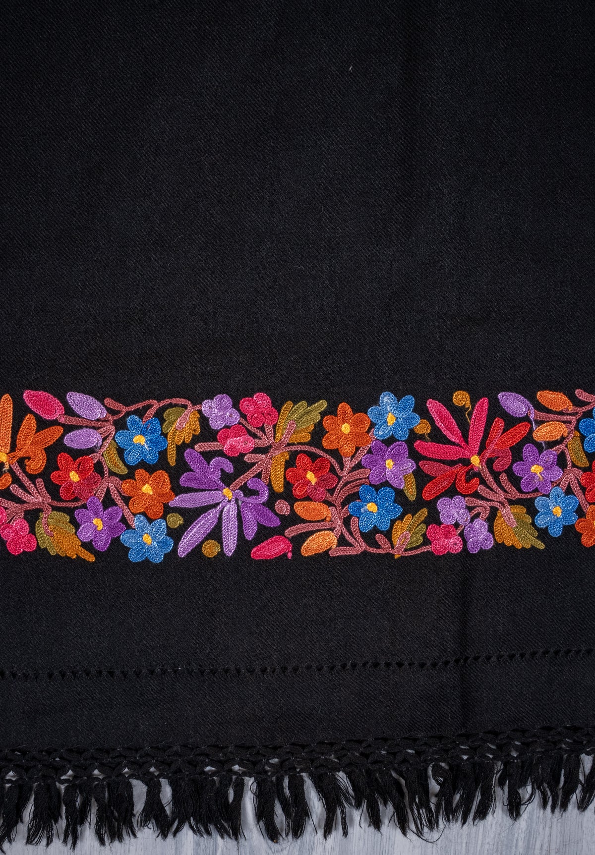 Festival Bloom Border Aari Machine Embroidered Shawl