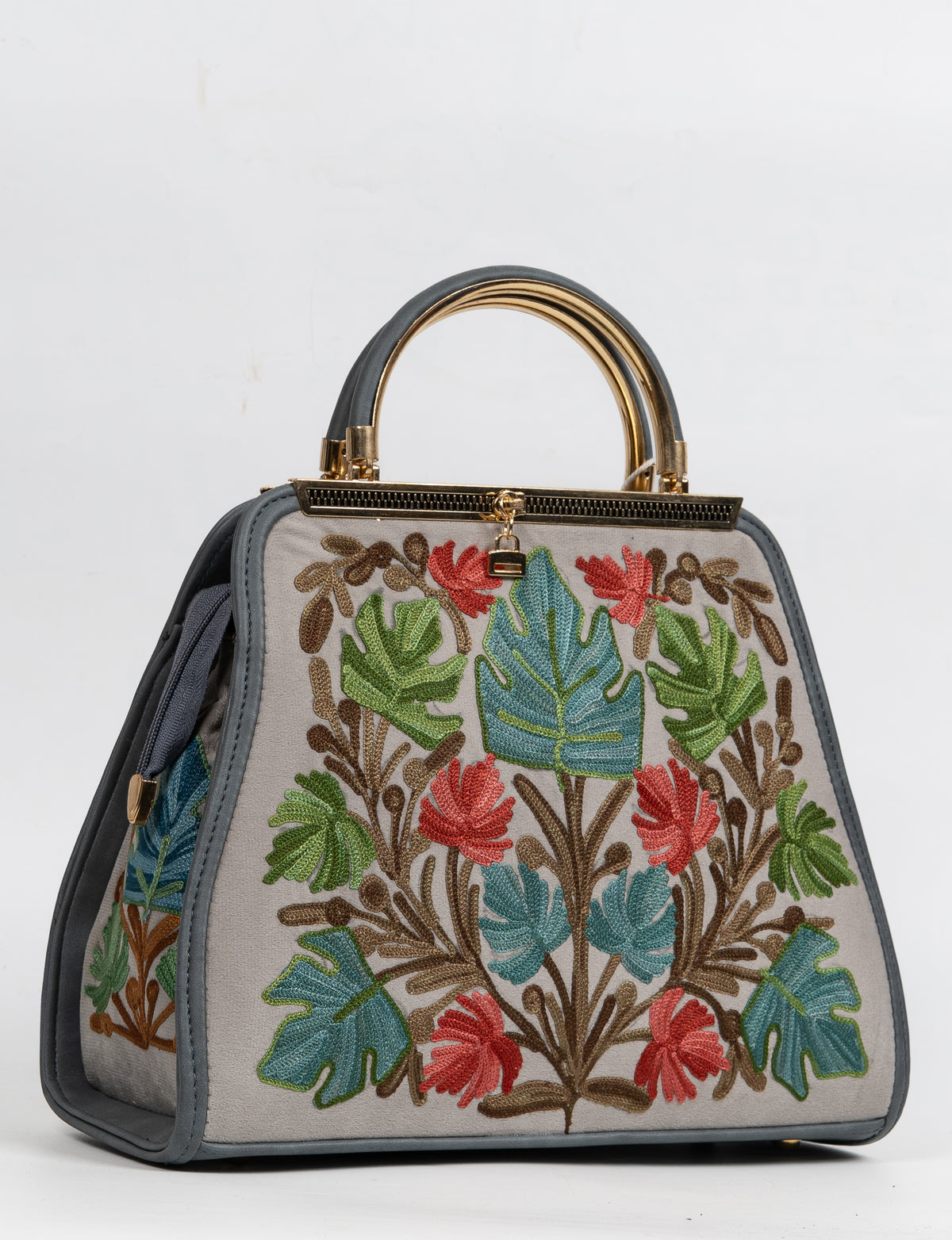 Fiza-e-Grey – Aari Embroidery Handbag