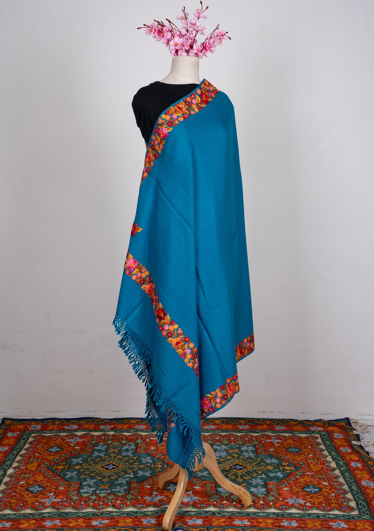 Autumn Bloom Aari Machine Embroidered Shawl