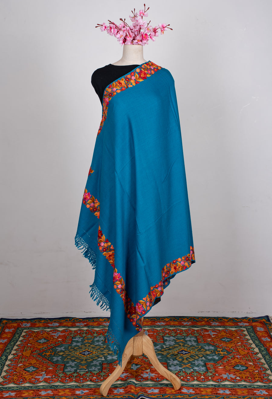 Autumn Bloom Aari Machine Embroidered Shawl