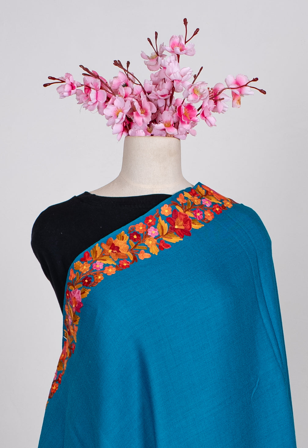 Autumn Bloom Aari Machine Embroidered Shawl