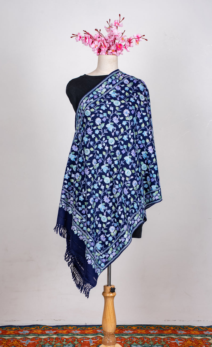 Sapphire Meadow Aari Machine Embroidered Shawl