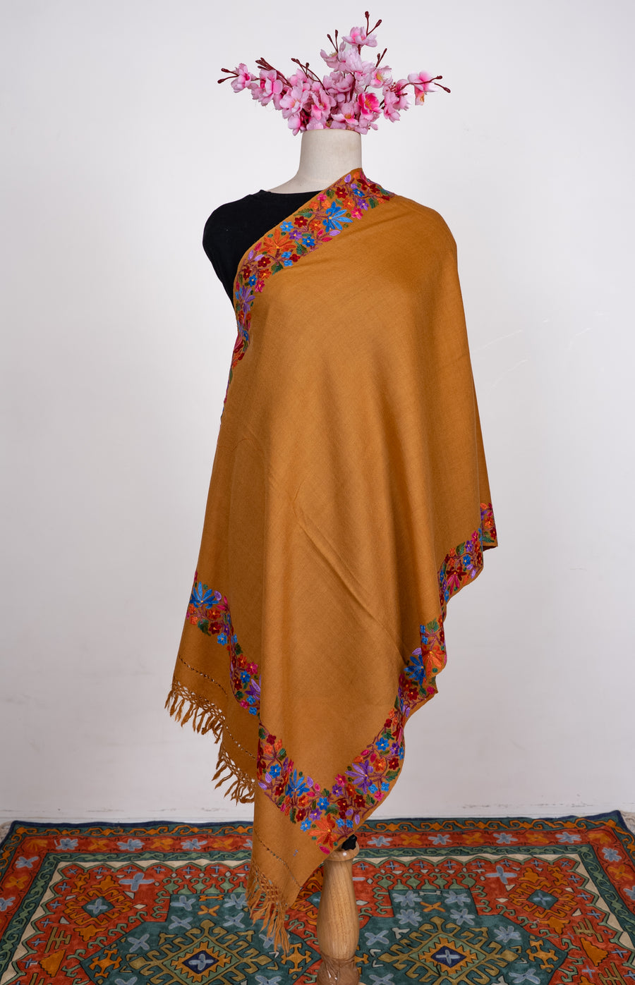 Golden Harvest Aari Machine Embroidered Shawl