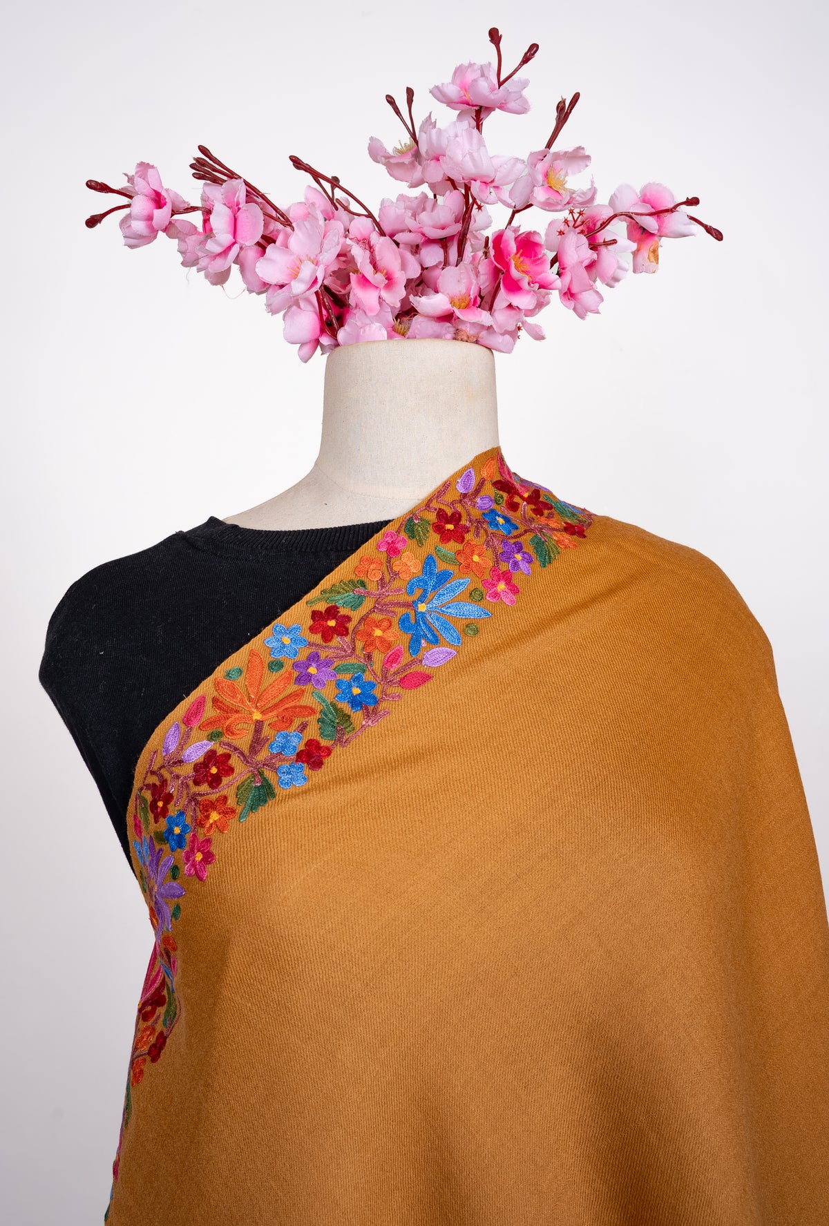 Golden Harvest Aari Machine Embroidered Shawl