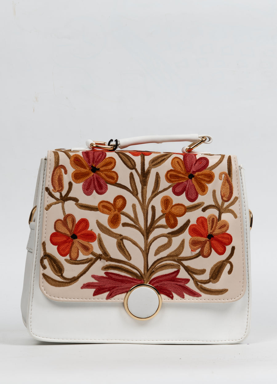 Gul-e-Safaid – Aari Embroidery Shoulder Bag