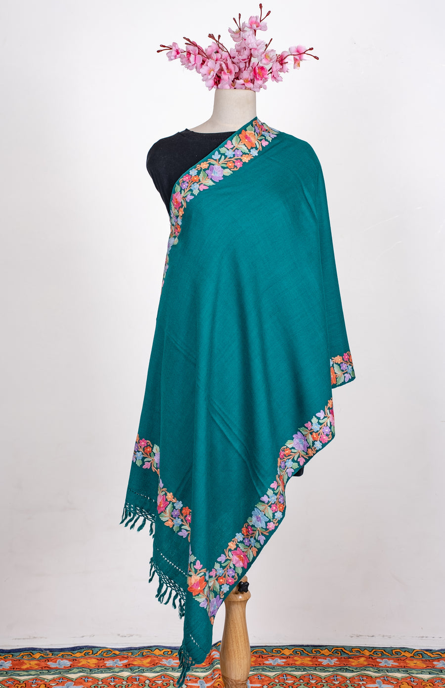 Twilight Garden Aari Machine Embroidered Shawl