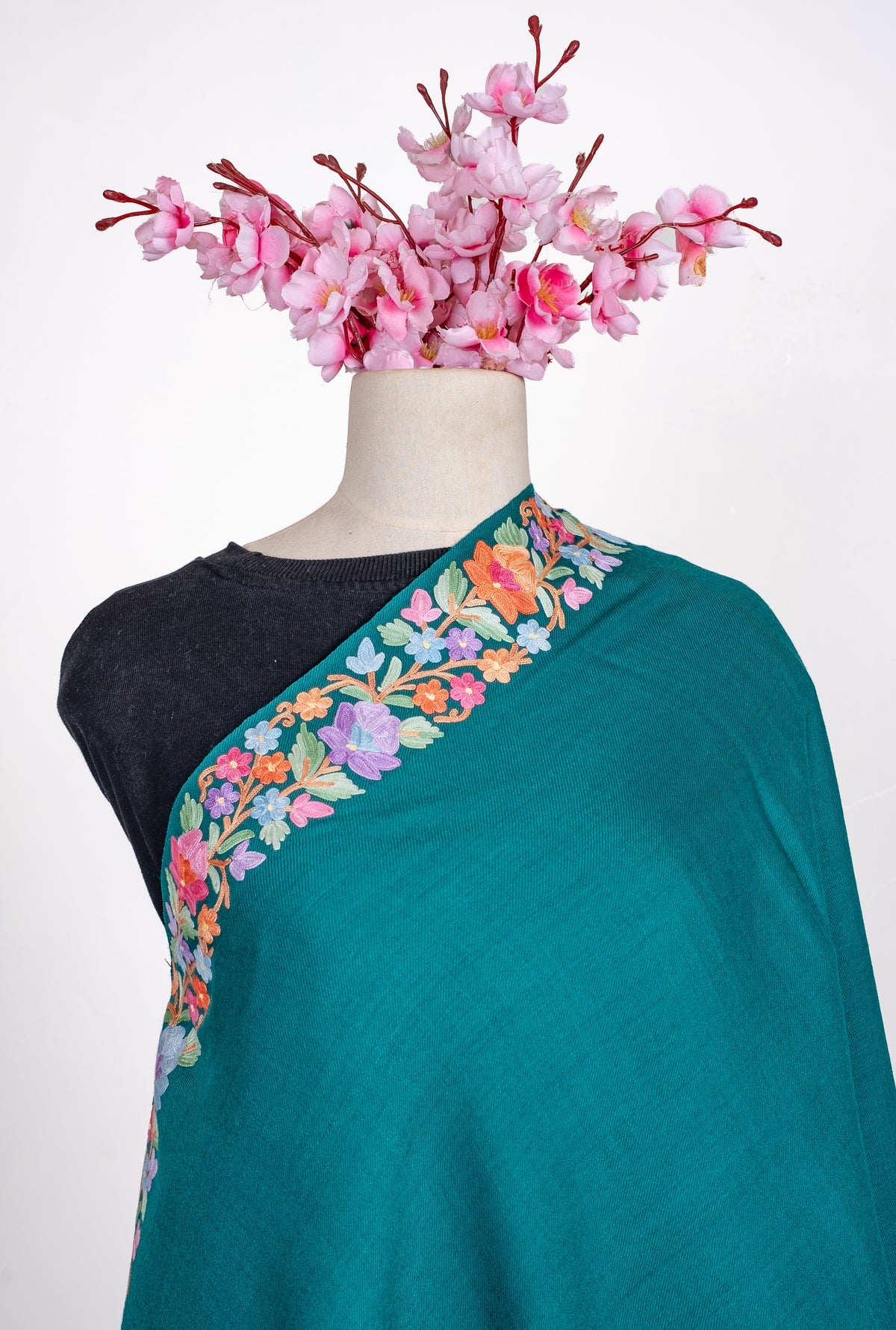 Twilight Garden Aari Machine Embroidered Shawl