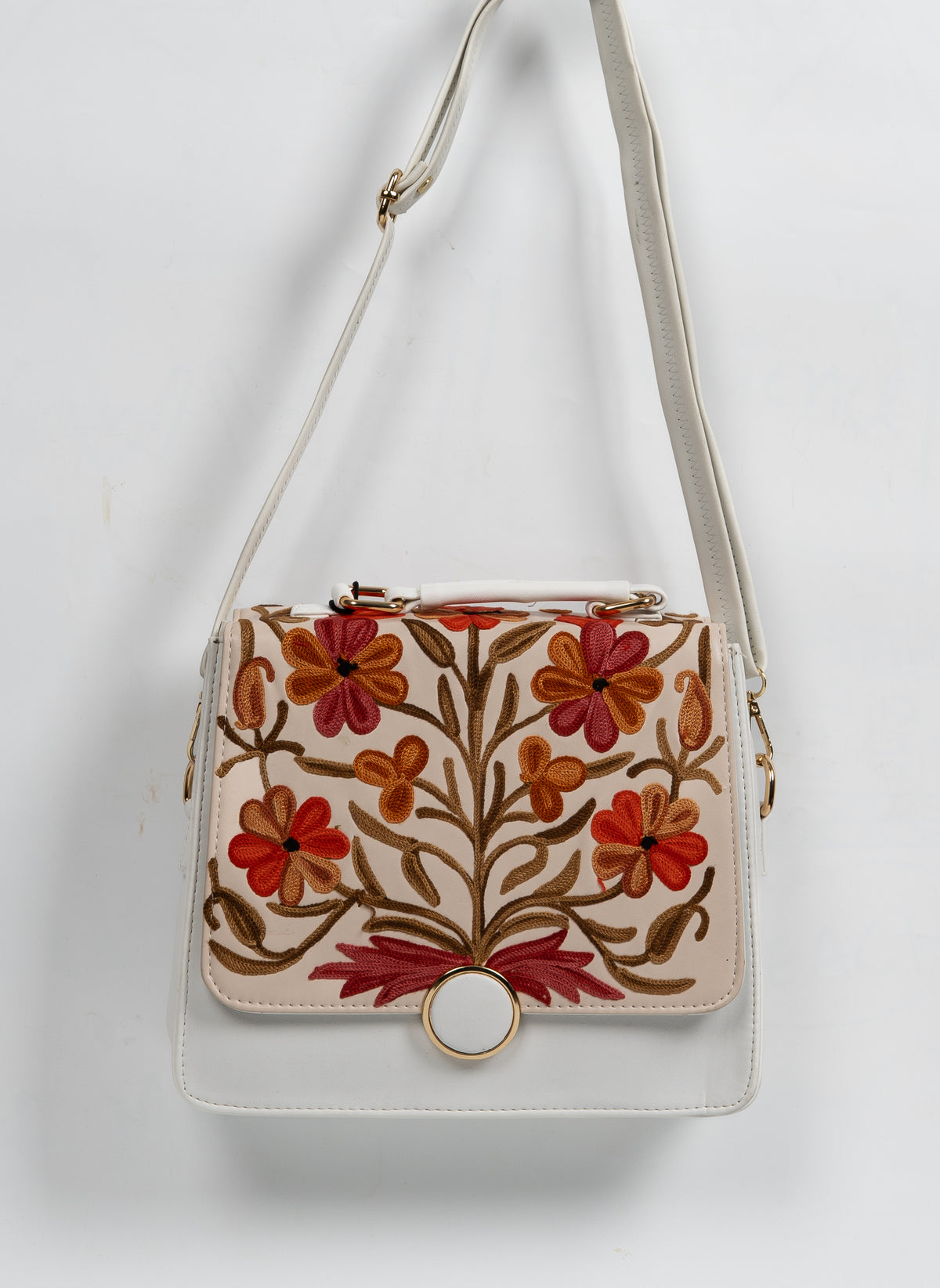 Gul-e-Safaid – Aari Embroidery Shoulder Bag