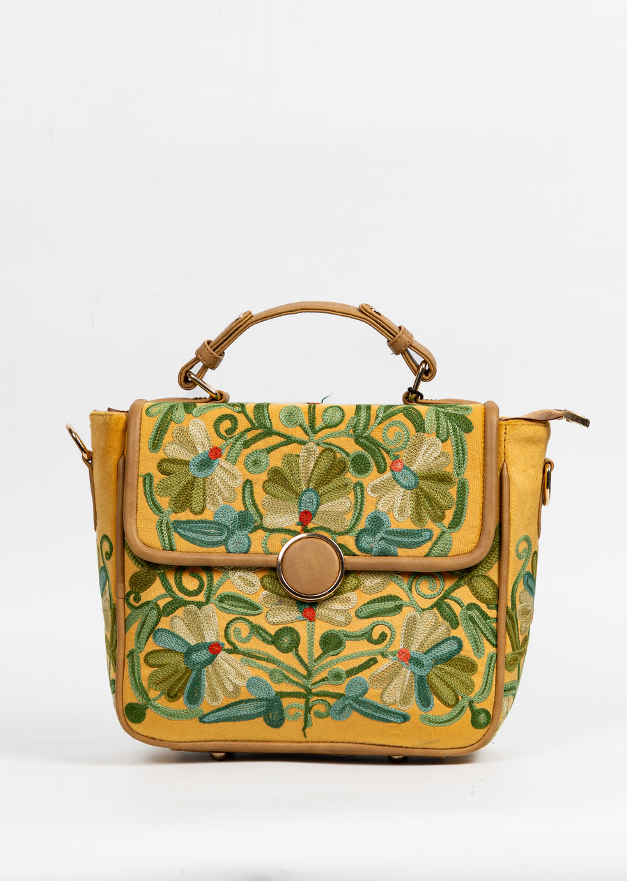 Zarnigar Mustard – Aari Embroidery Shoulder Bag