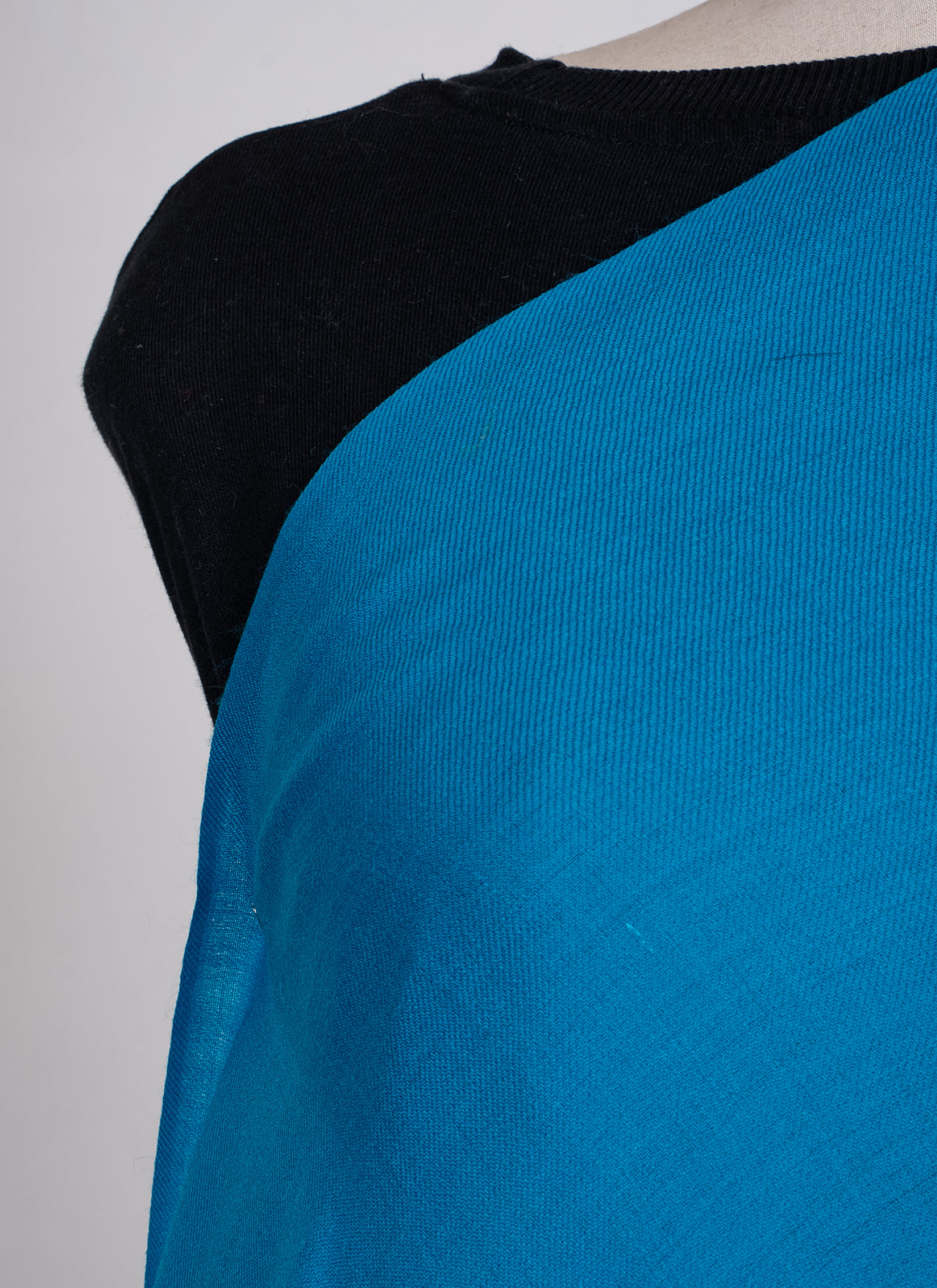 Machine Embroidered Scarf in Turquoise Blue with Floral Border Embroidery