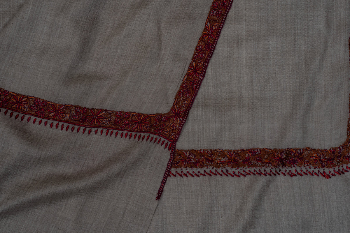 Sand Blush Classic Merino wool 2.5 Yards Sozni Hand Embroidered Shawl