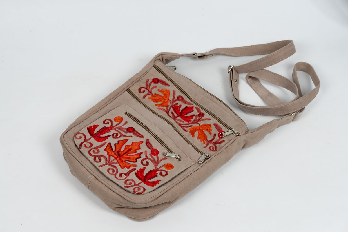 Gul-e-Safaid – Machine Aari Embroidery Crossbody Bag
