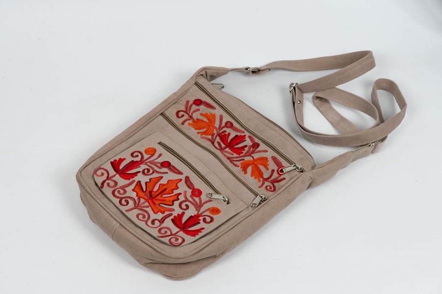 Gul-e-Safaid – Machine Aari Embroidery Crossbody Bag