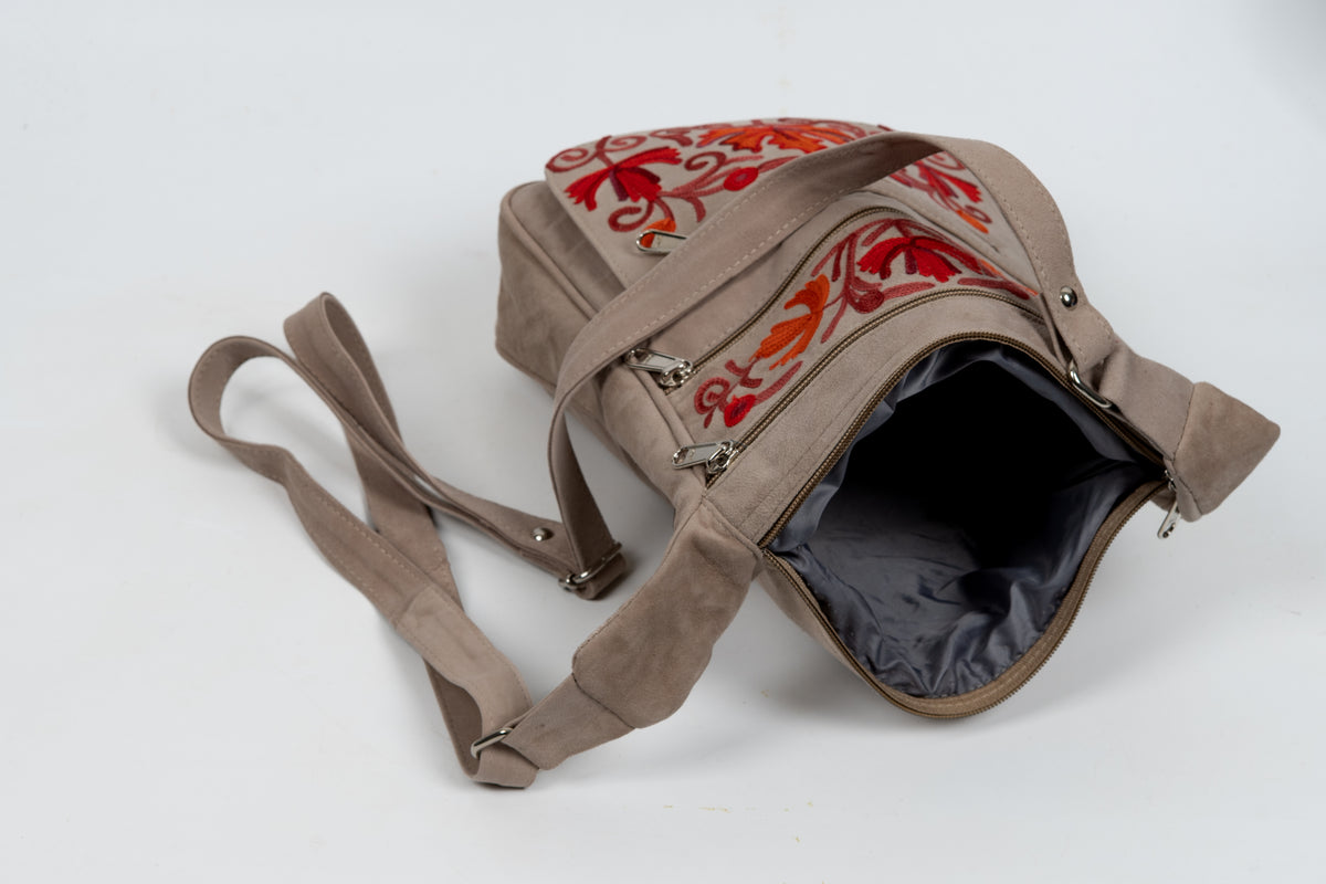 Gul-e-Safaid – Machine Aari Embroidery Crossbody Bag