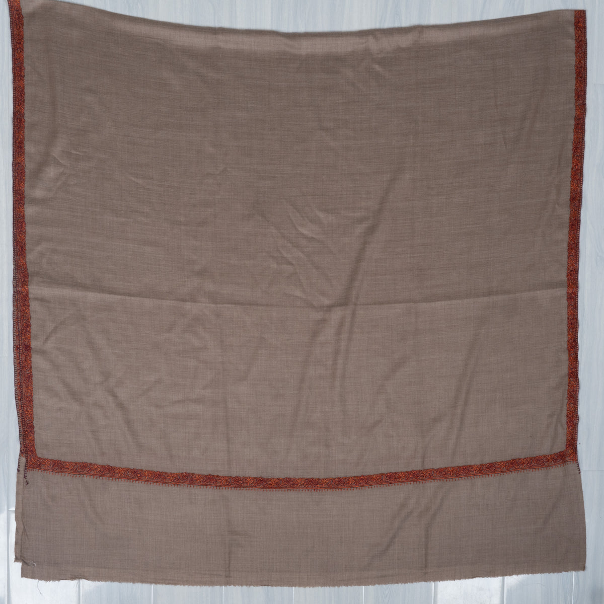 Desert Rose Merino wool 2.5 Yards Sozni Hand Embroidered Shawl