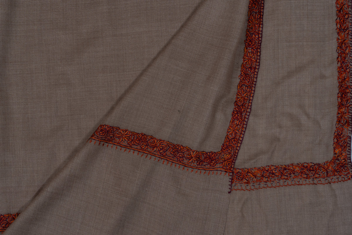 Desert Rose Merino wool 2.5 Yards Sozni Hand Embroidered Shawl
