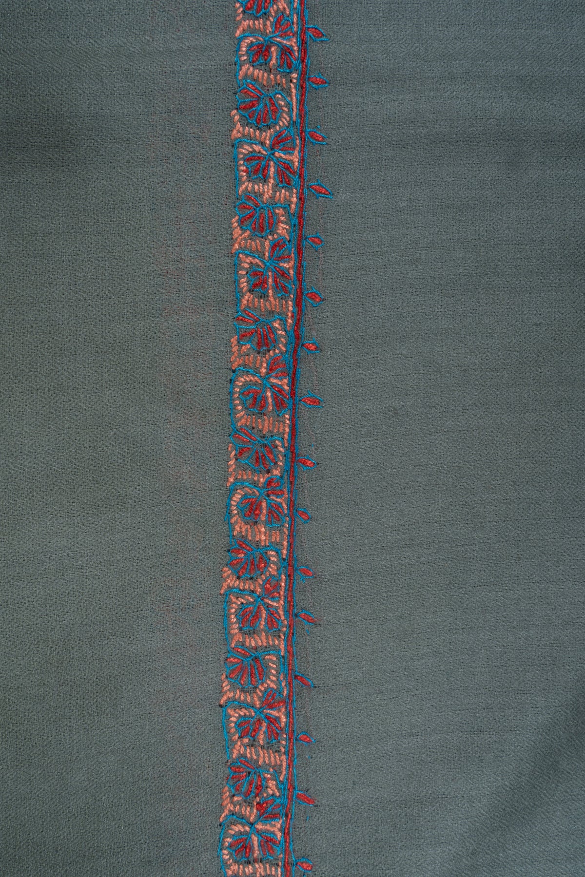 Sage Meadow Merino wool 2.5 Yards Sozni Hand Embroidered Shawl