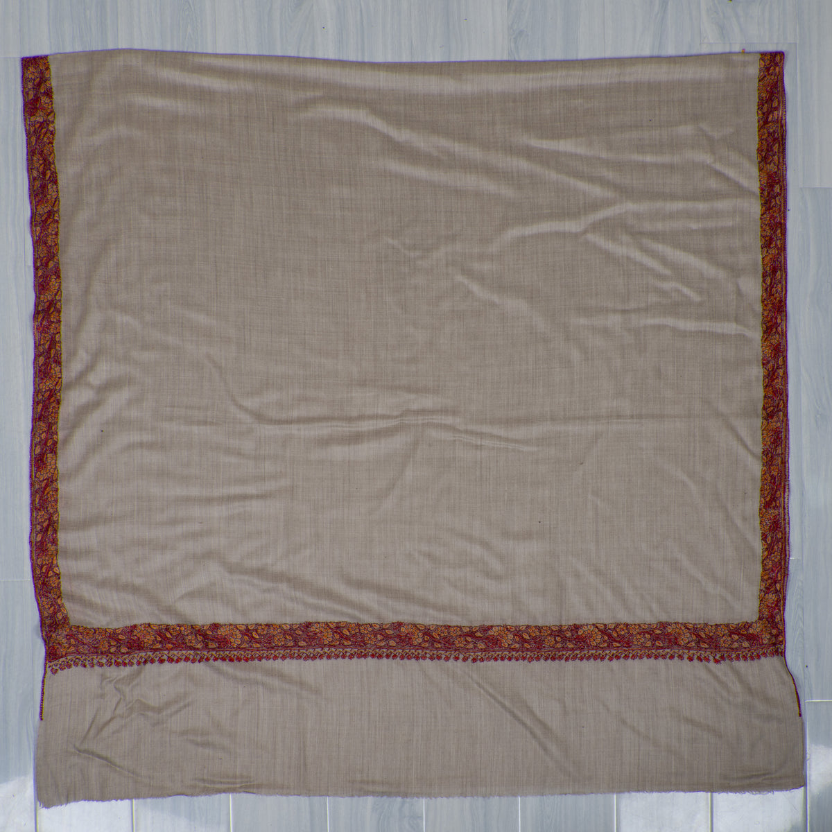 Almond Bloom Merino wool 2.5 Yards Sozni Hand Embroidered Shawl