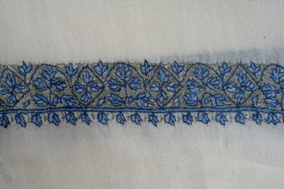 Ivory Sapphire Rumal — Sozni Hand Embroidered