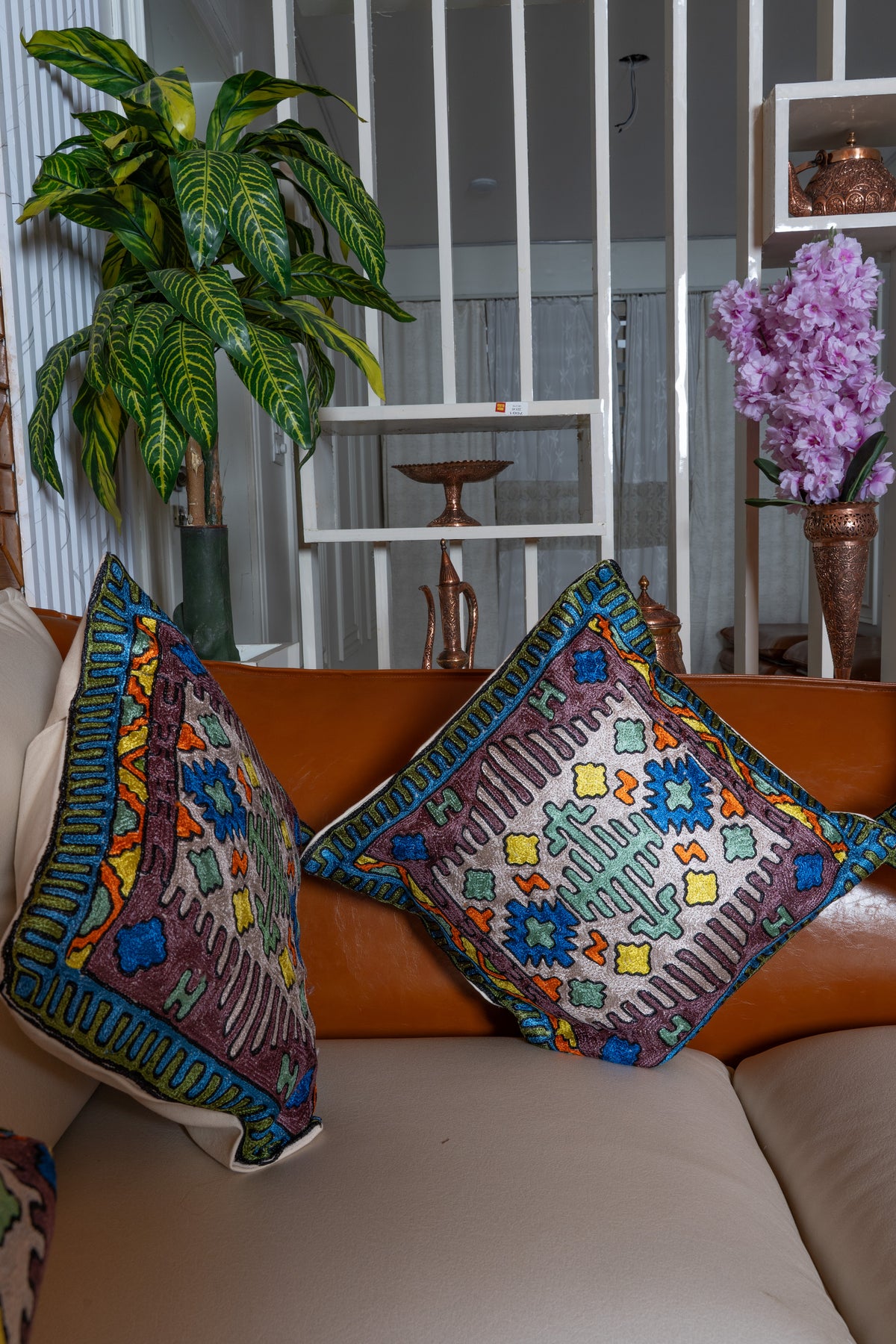 Set of 5 – 16” Hand-Embroidered Cushion Covers