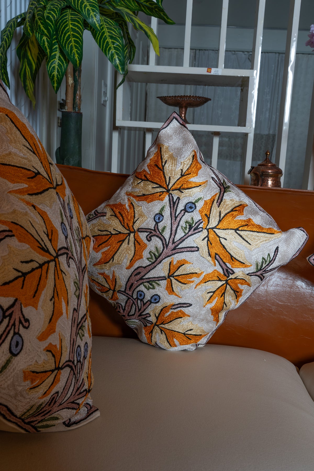 Set of 5 – 16” Hand-Embroidered Cushion Covers