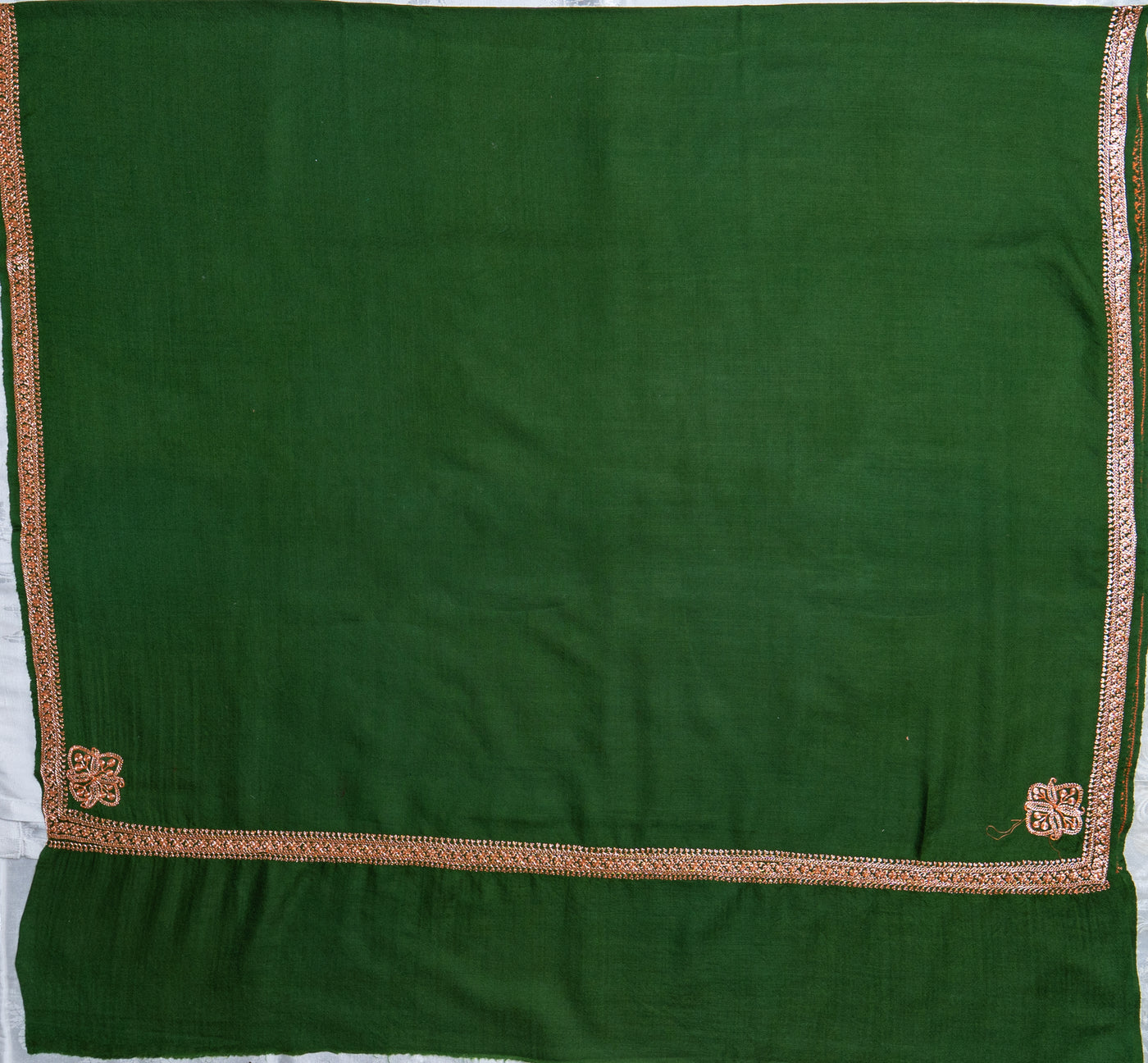 Emerald Dreams: Tilla Hand-Embroidered Merino Wool Shawl