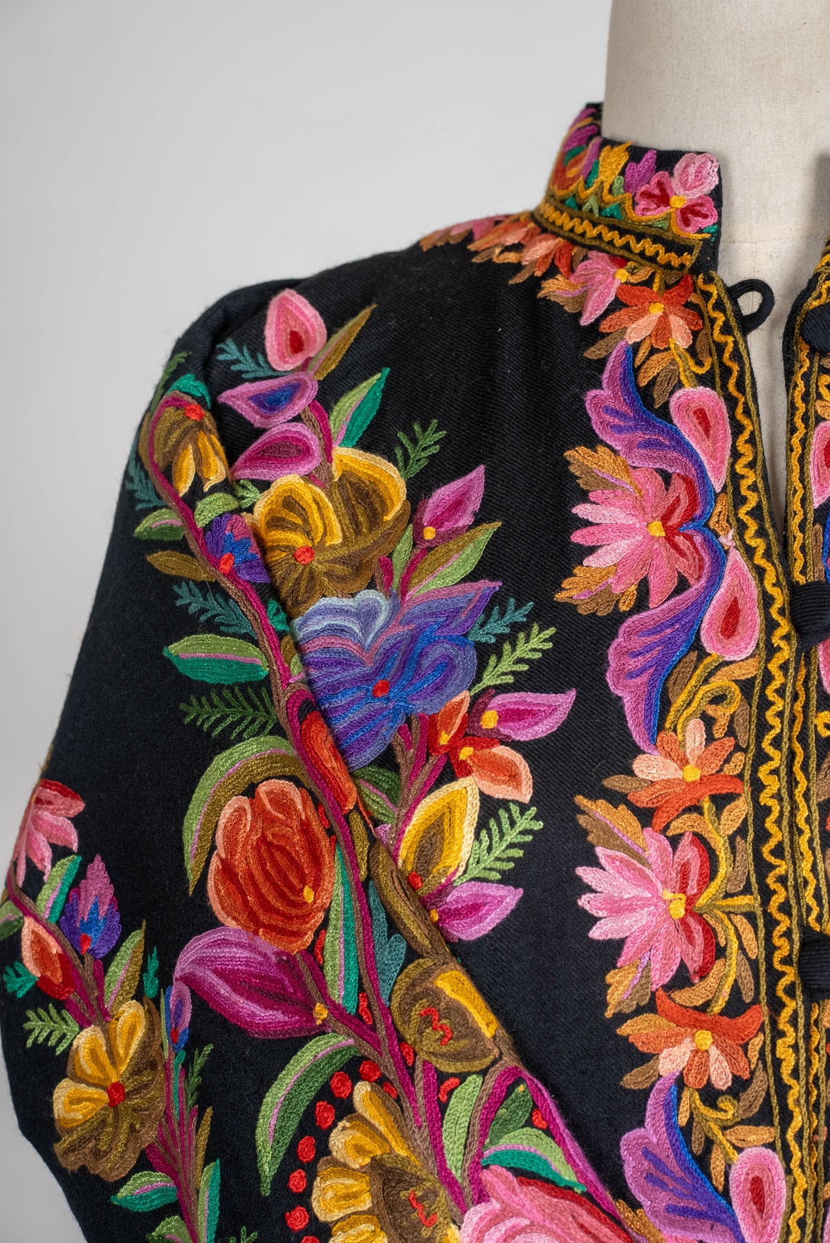 Blooming Mosaic Aari Hand Embroidered Long Jacket