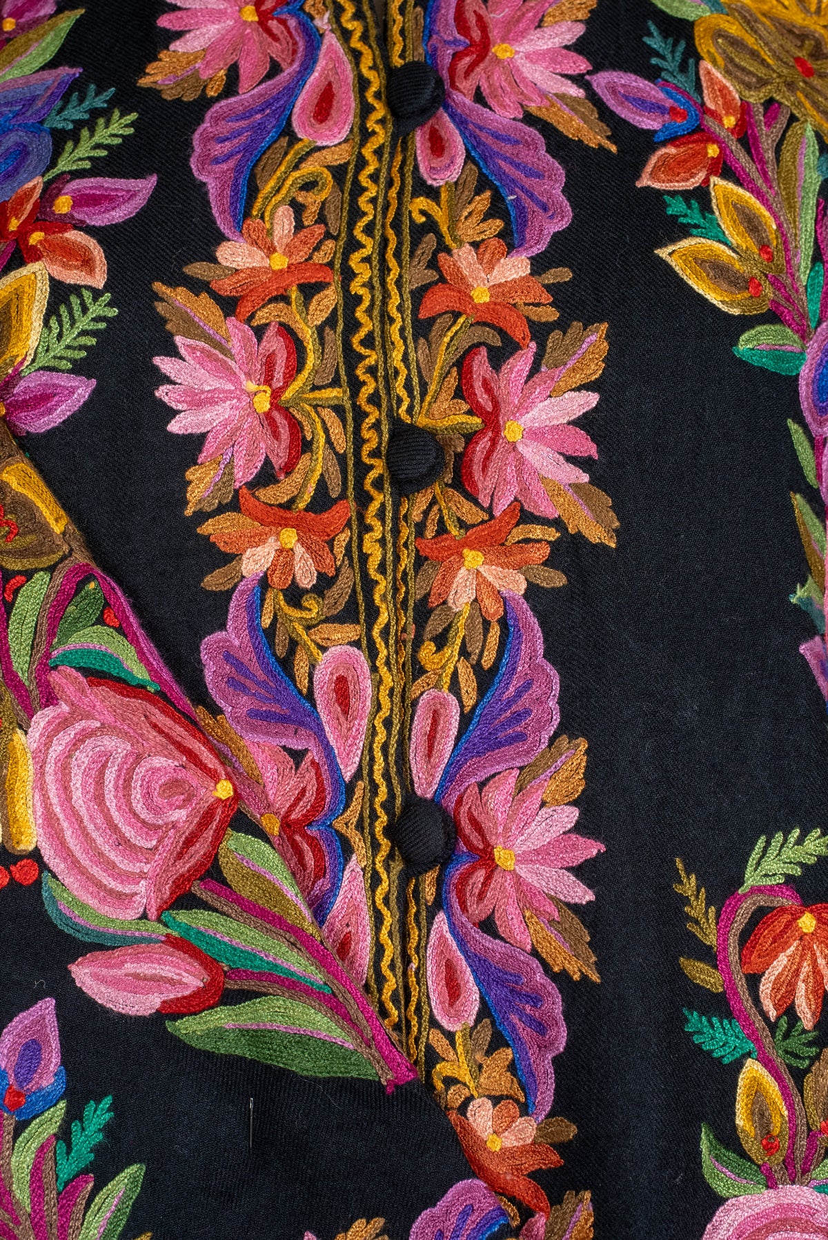 Blooming Mosaic Aari Hand Embroidered Long Jacket