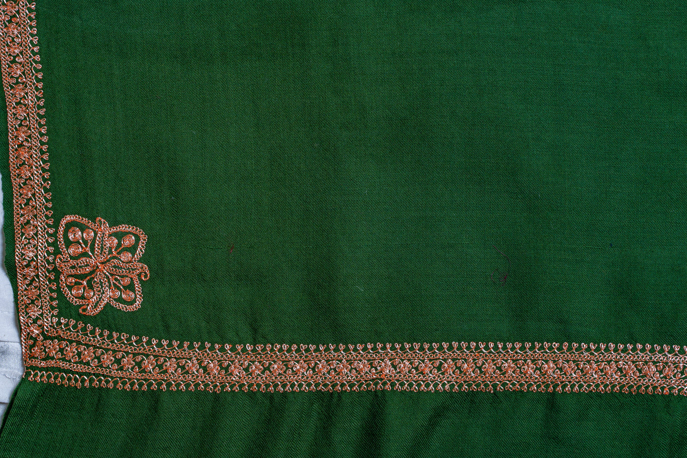 Emerald Dreams: Tilla Hand-Embroidered Merino Wool Shawl