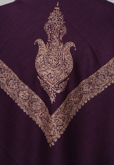 Plum Gold Rumal — Sozni Hand Embroidered