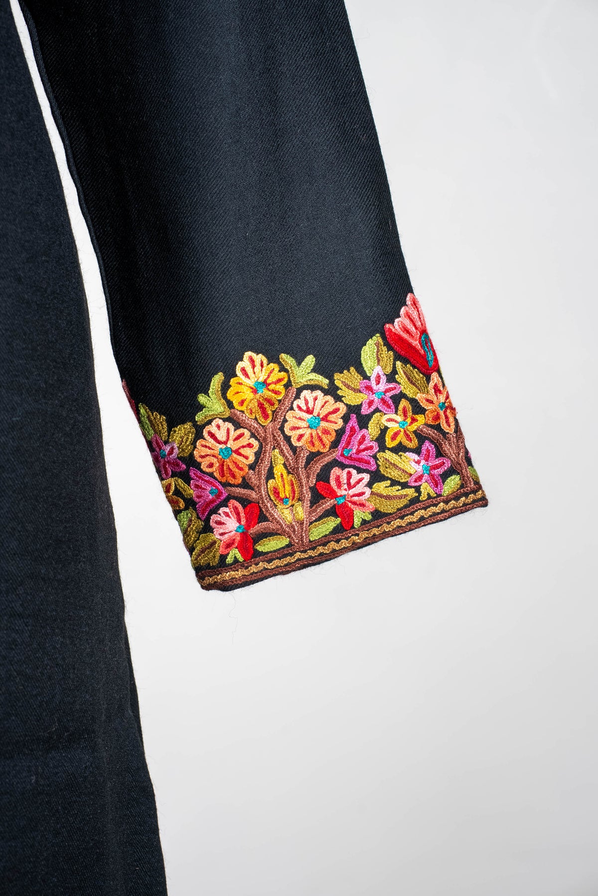 Floral Border Aari Hand Embroidered Long Jacket