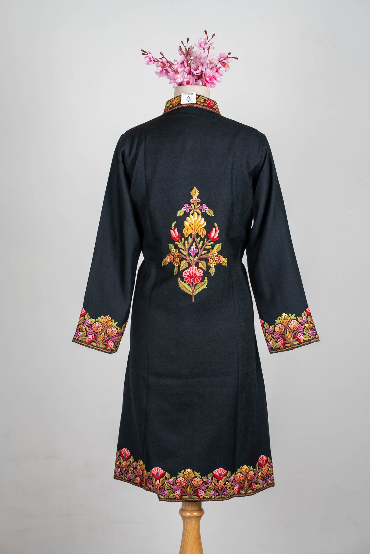 Floral Border Aari Hand Embroidered Long Jacket