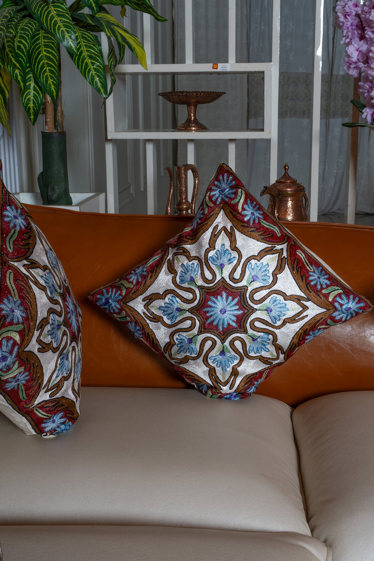 Set of 5 – 16” Hand-Embroidered Cushion Covers