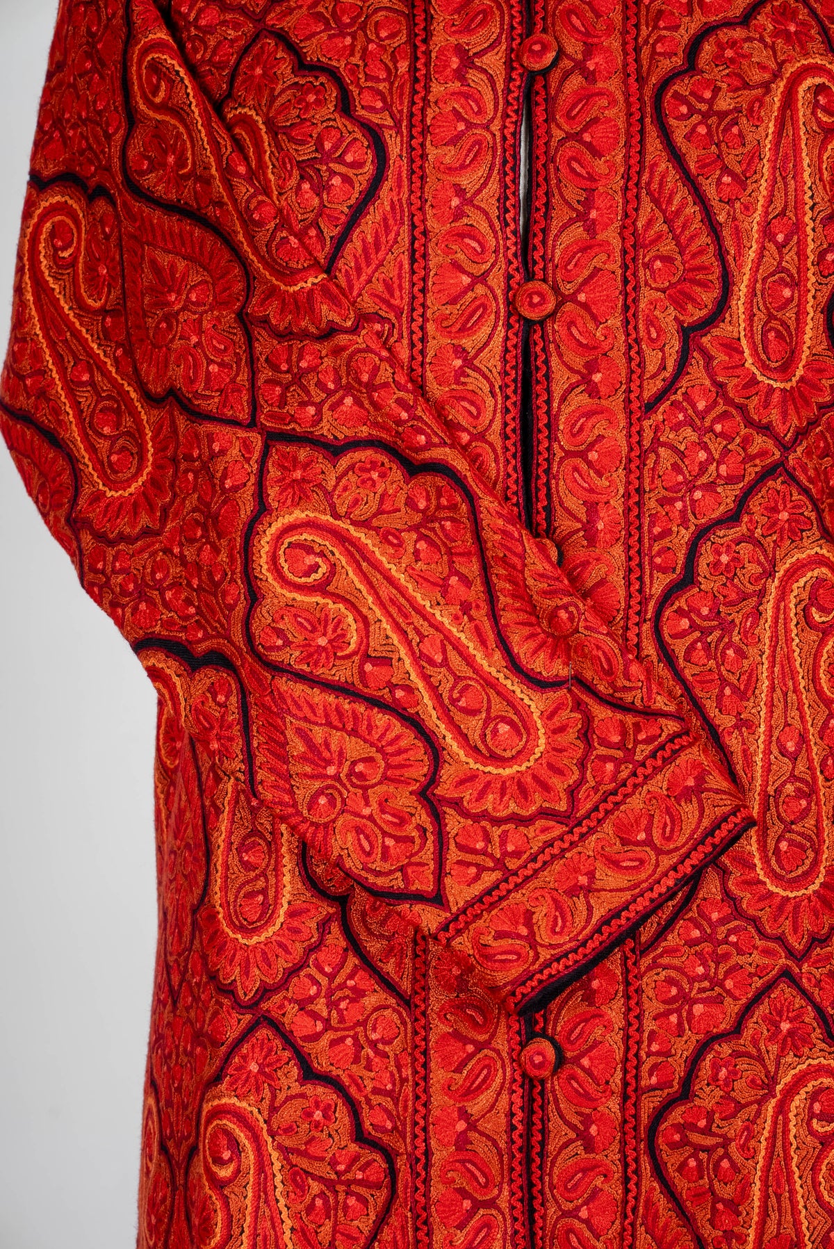 Ember Glow Aari Hand Embroidered Long Jacket