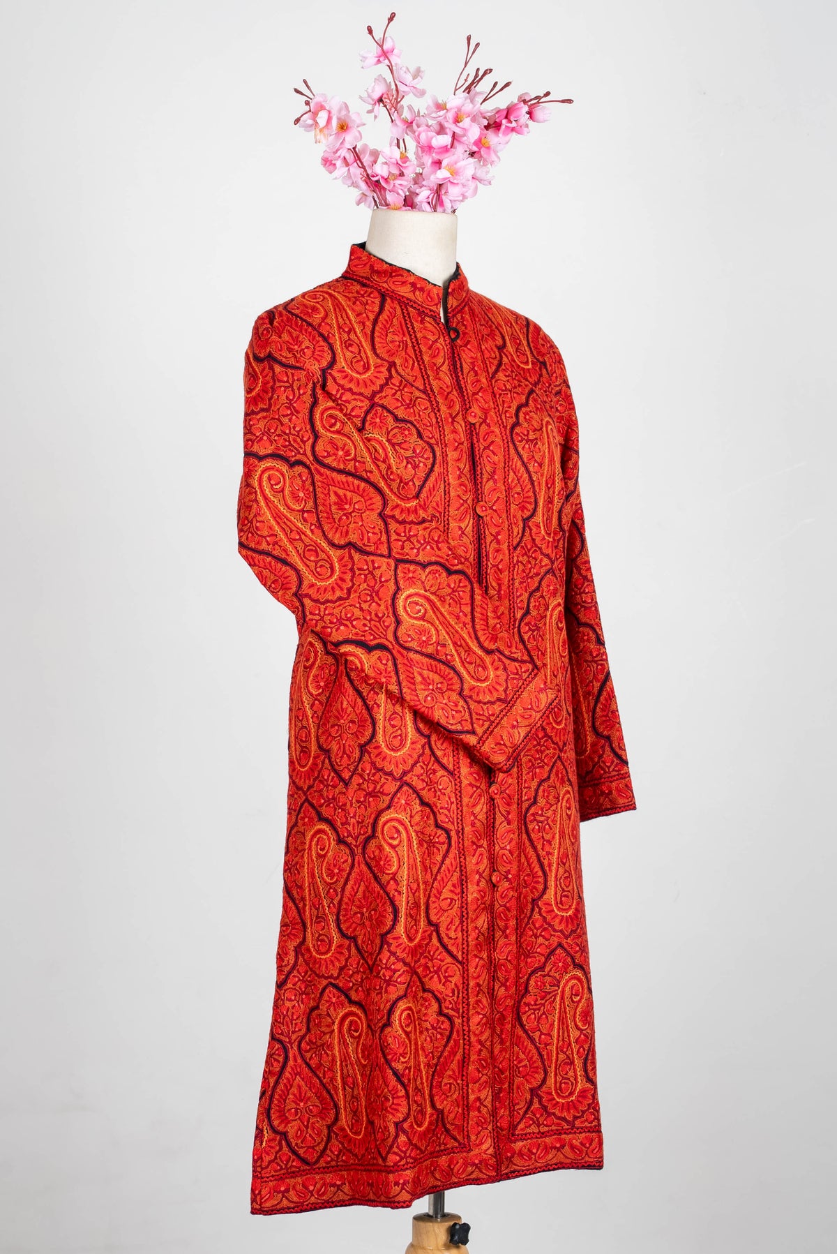 Ember Glow Aari Hand Embroidered Long Jacket