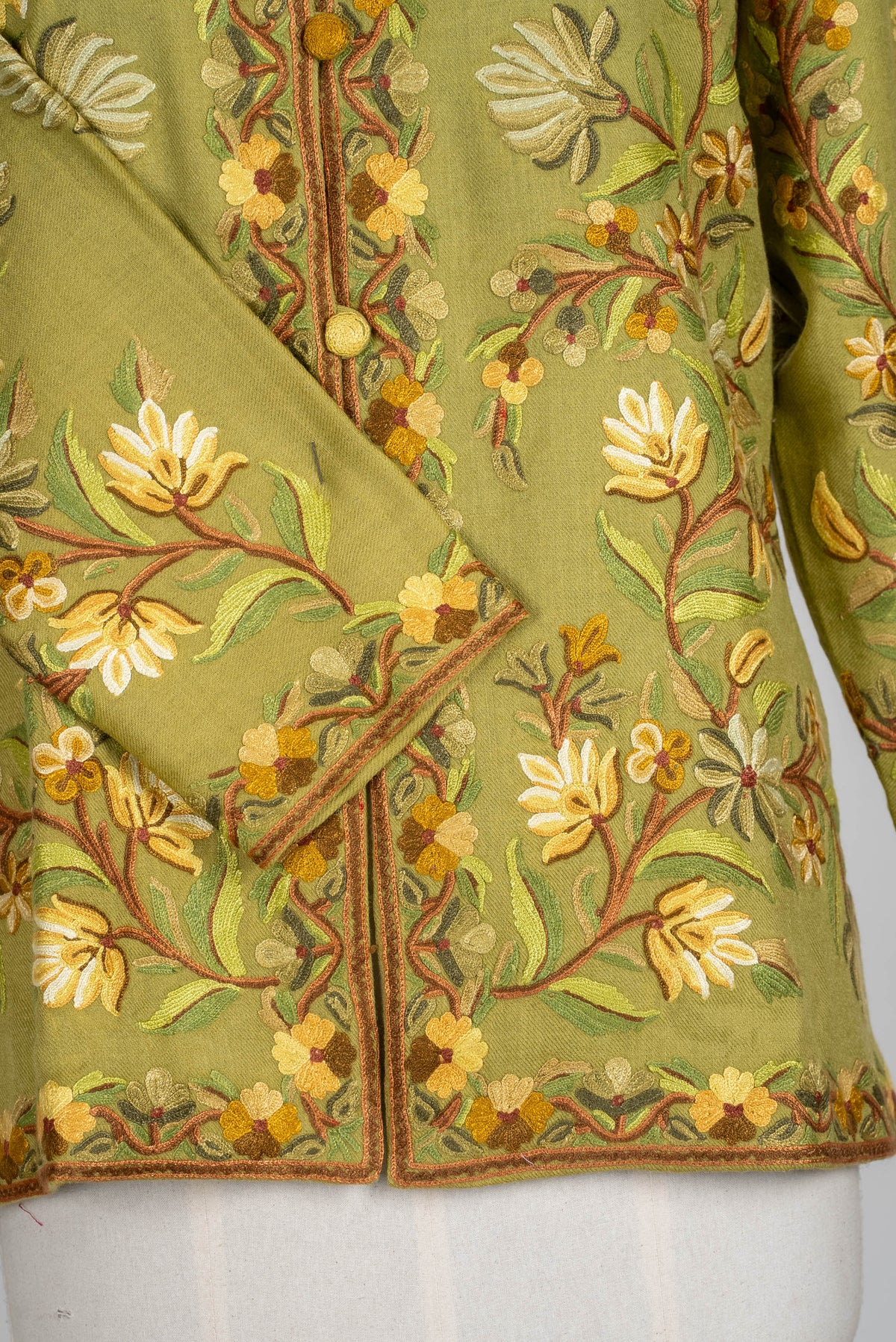 Sage Bloom Aari Hand Embroidered Short Jacket