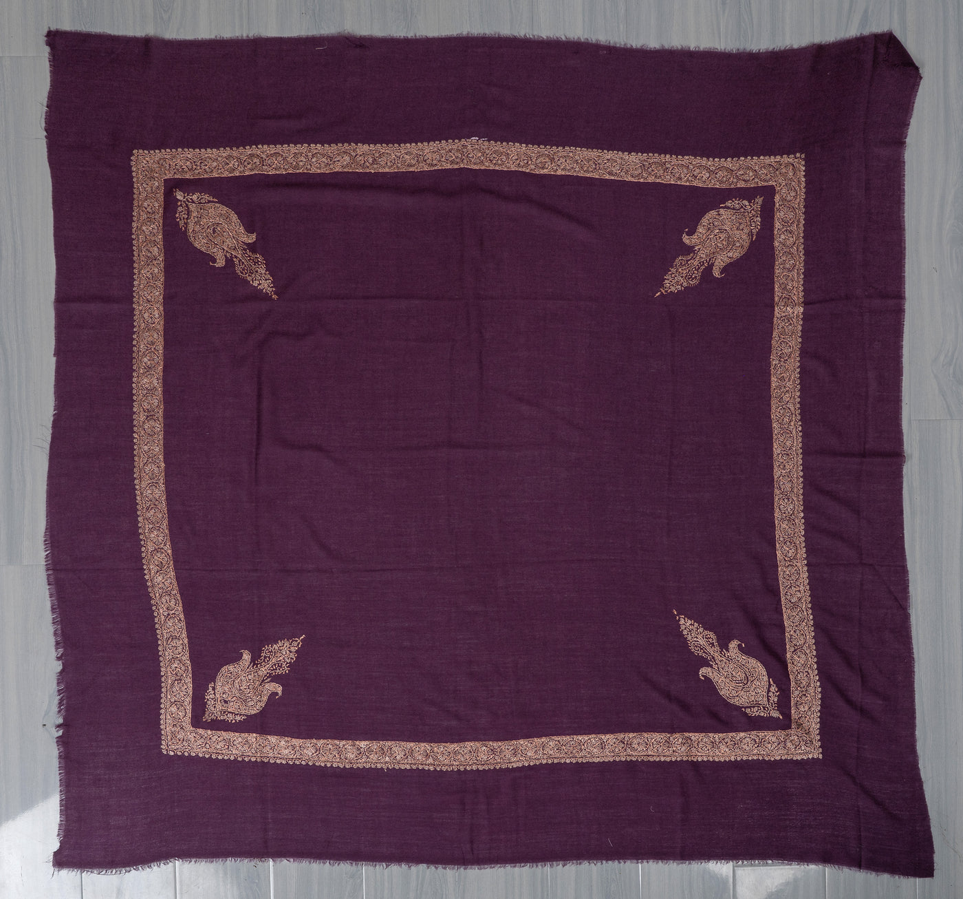 Plum Gold Rumal — Sozni Hand Embroidered