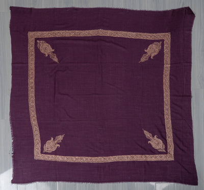 Plum Gold Rumal — Sozni Hand Embroidered