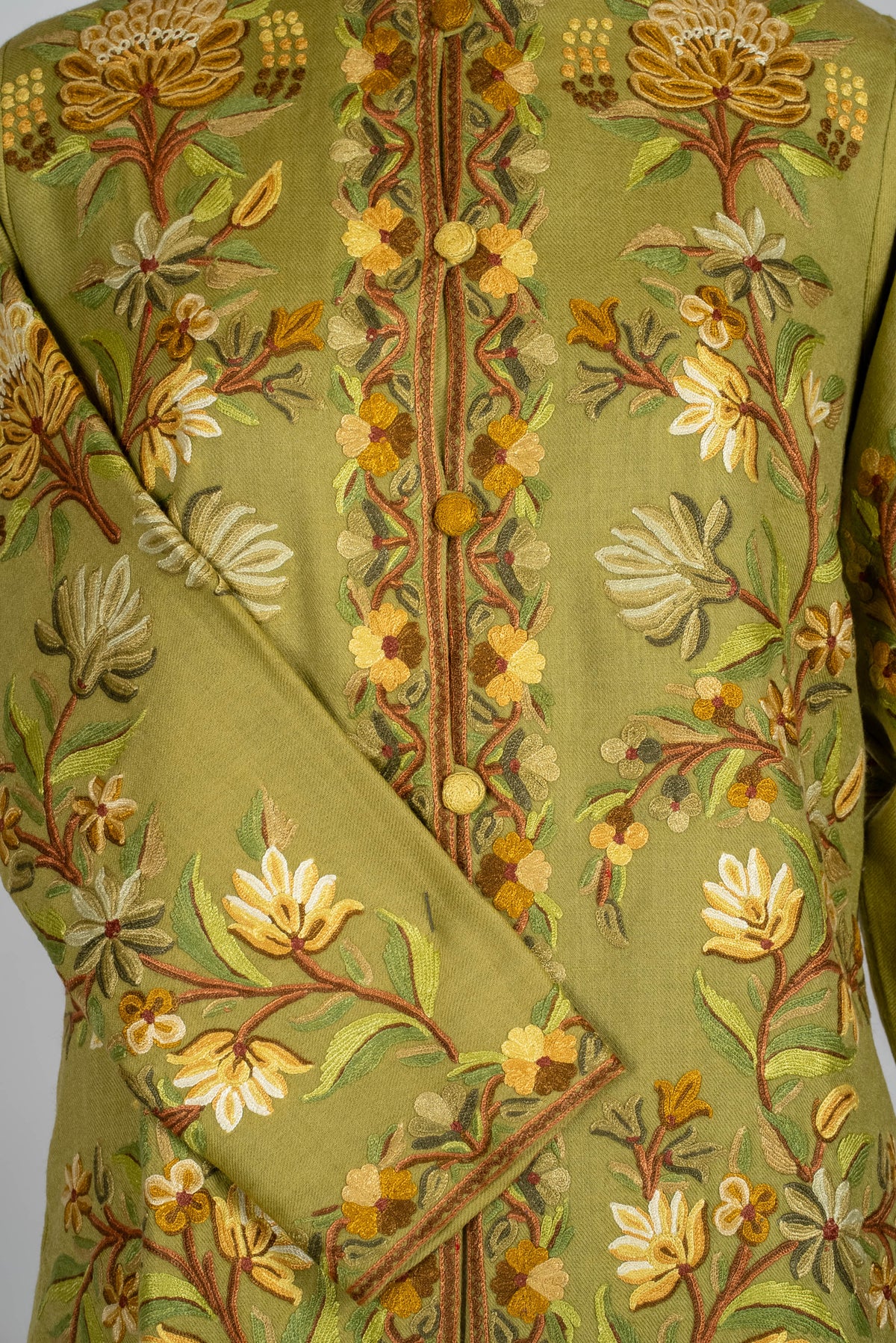 Sage Bloom Aari Hand Embroidered Short Jacket