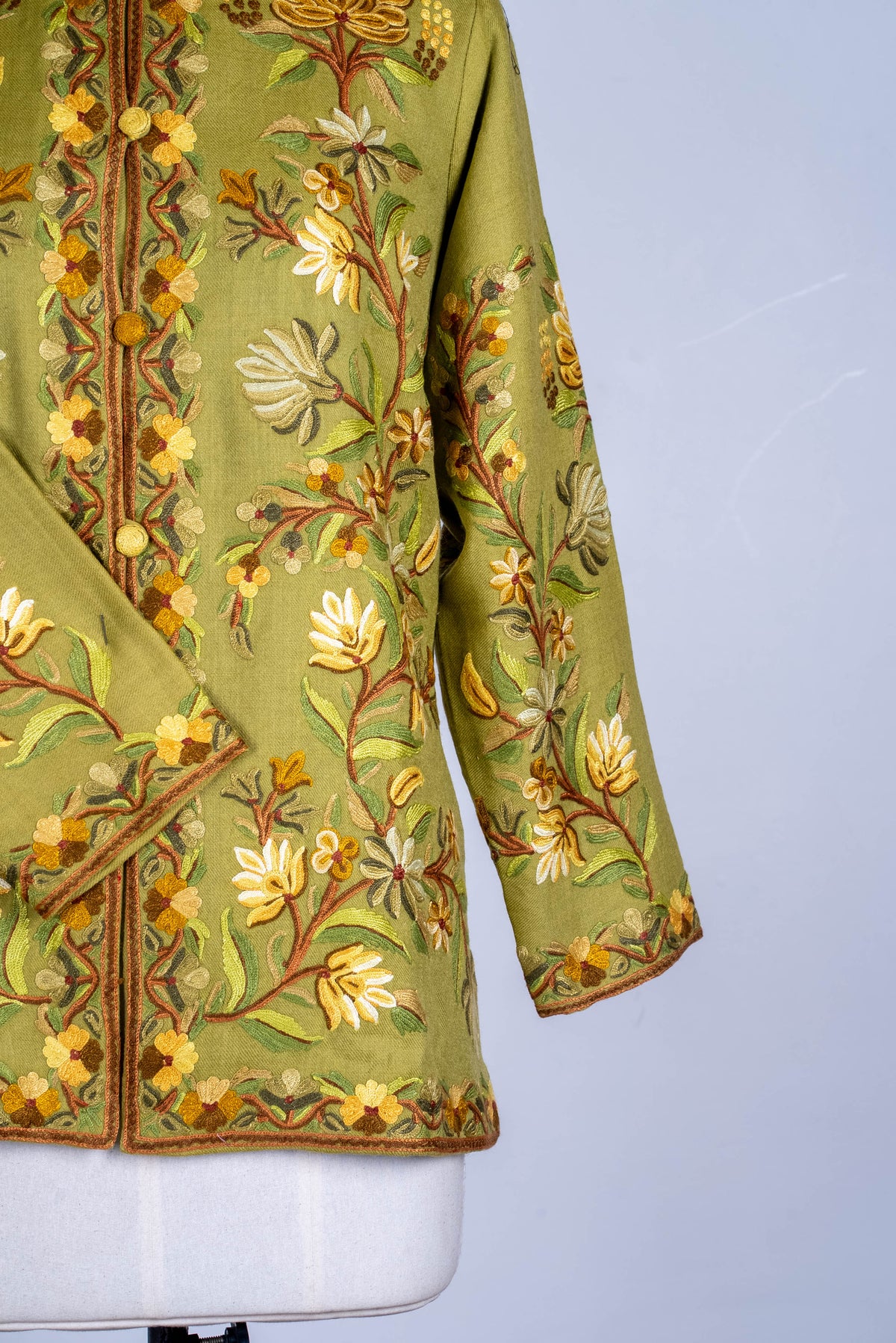 Sage Bloom Aari Hand Embroidered Short Jacket