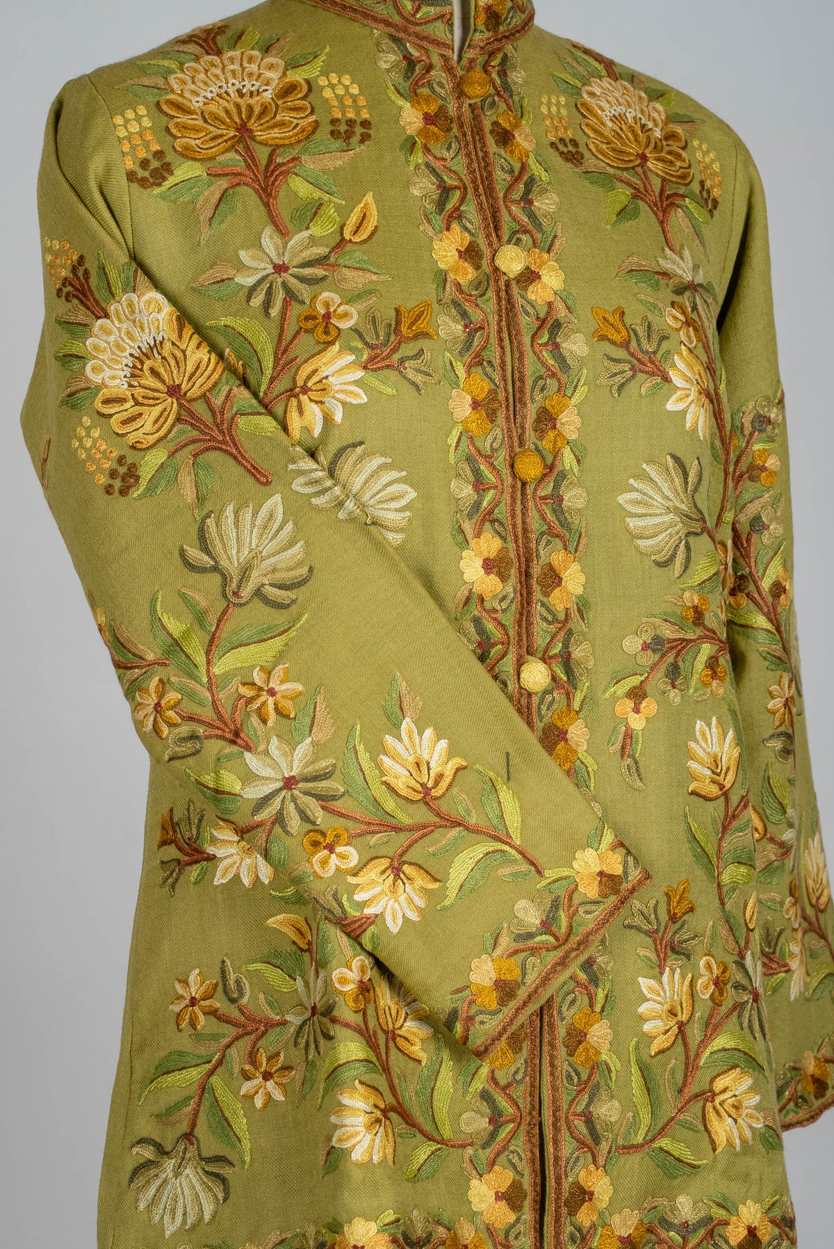 Sage Bloom Aari Hand Embroidered Short Jacket