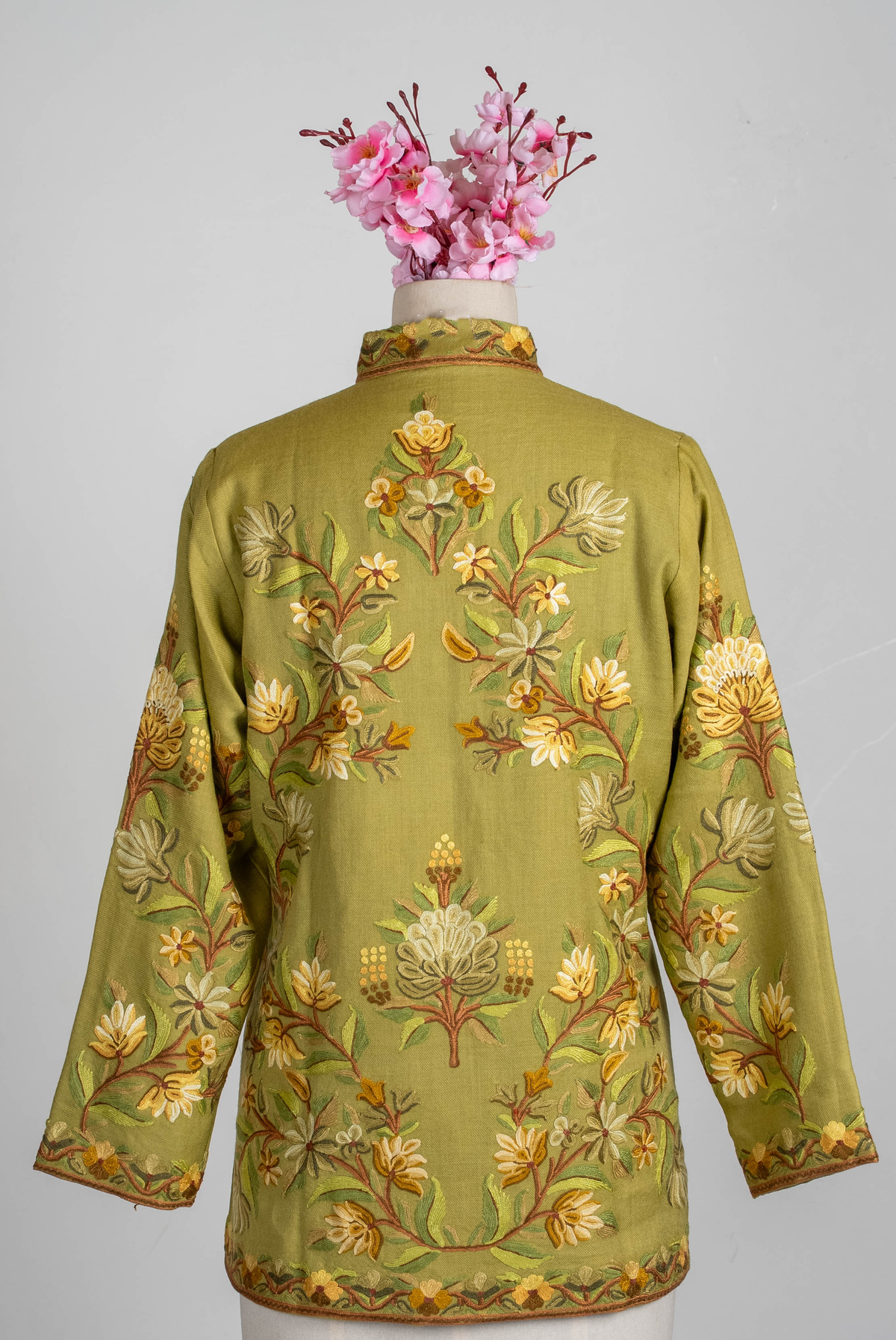 Sage Bloom Aari Hand Embroidered Short Jacket