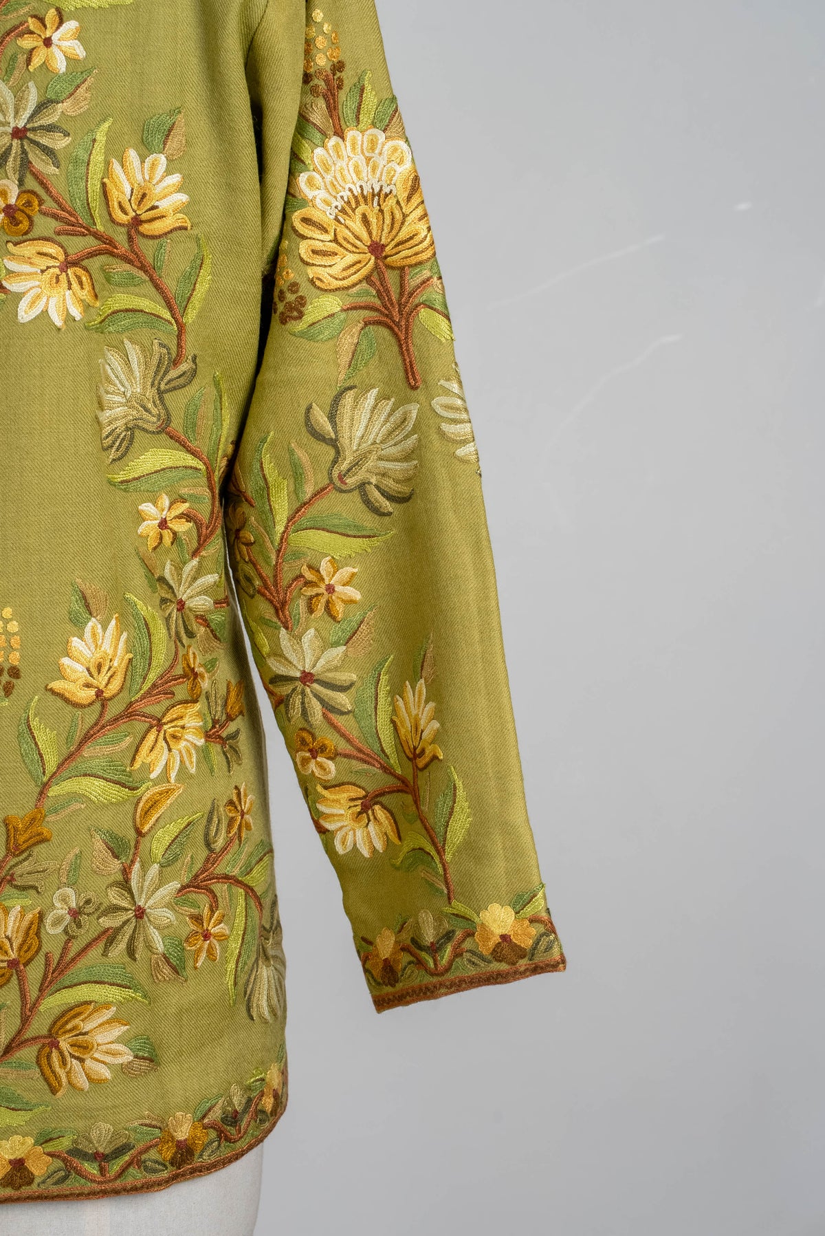 Sage Bloom Aari Hand Embroidered Short Jacket