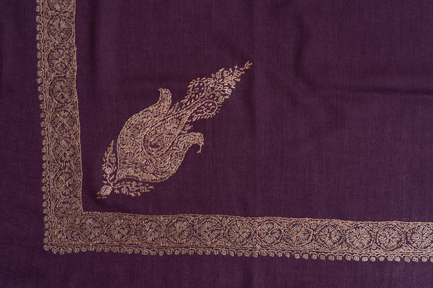 Plum Gold Rumal — Sozni Hand Embroidered