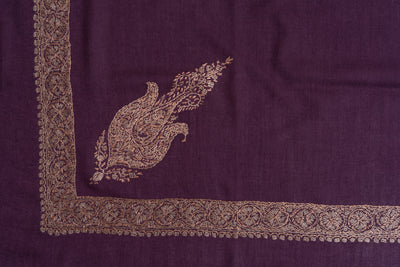 Plum Gold Rumal — Sozni Hand Embroidered