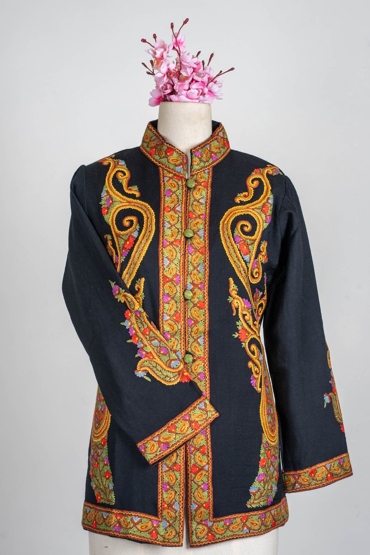 Heritage Scroll Aari Hand Embroidered Short Jacket