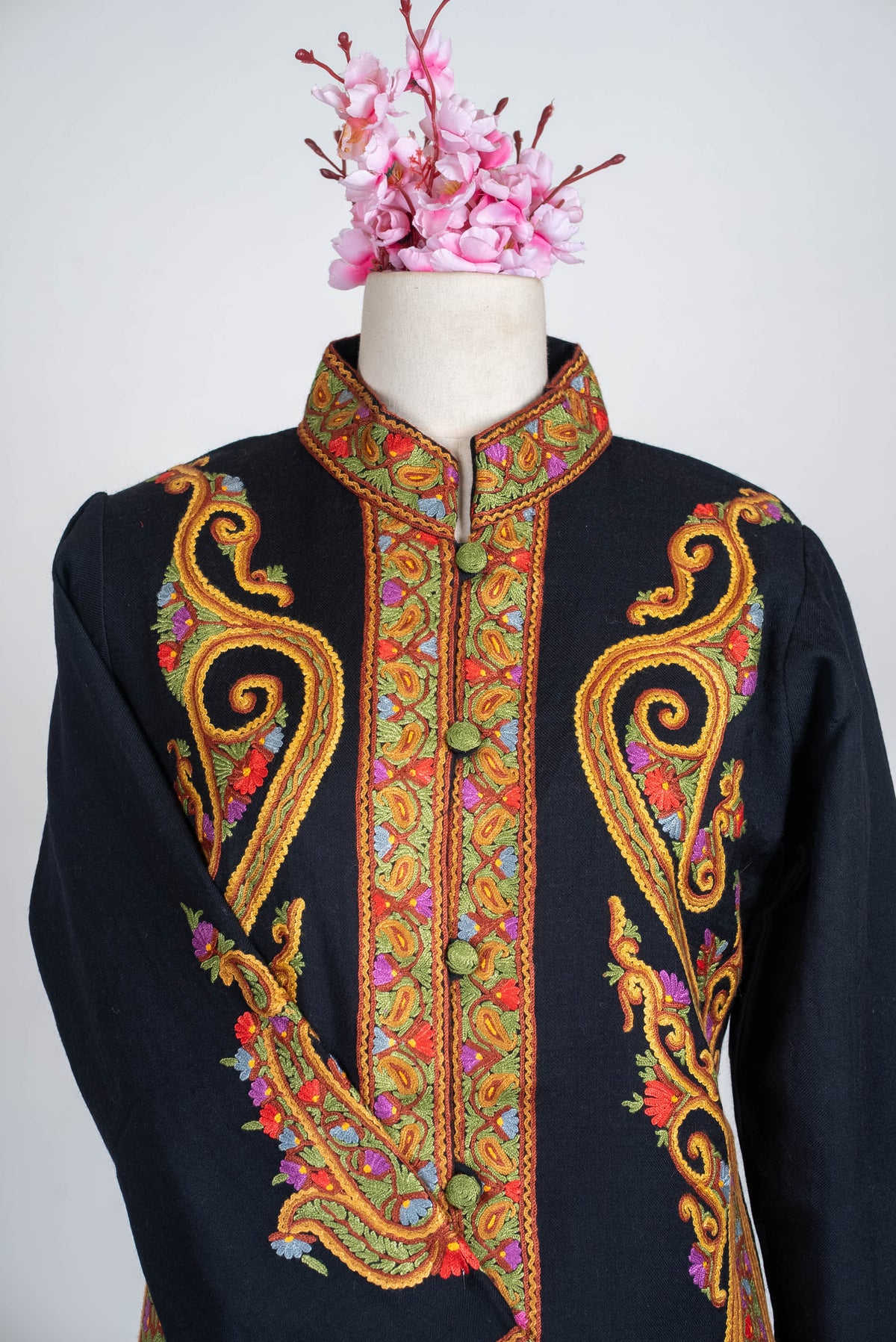 Heritage Scroll Aari Hand Embroidered Short Jacket