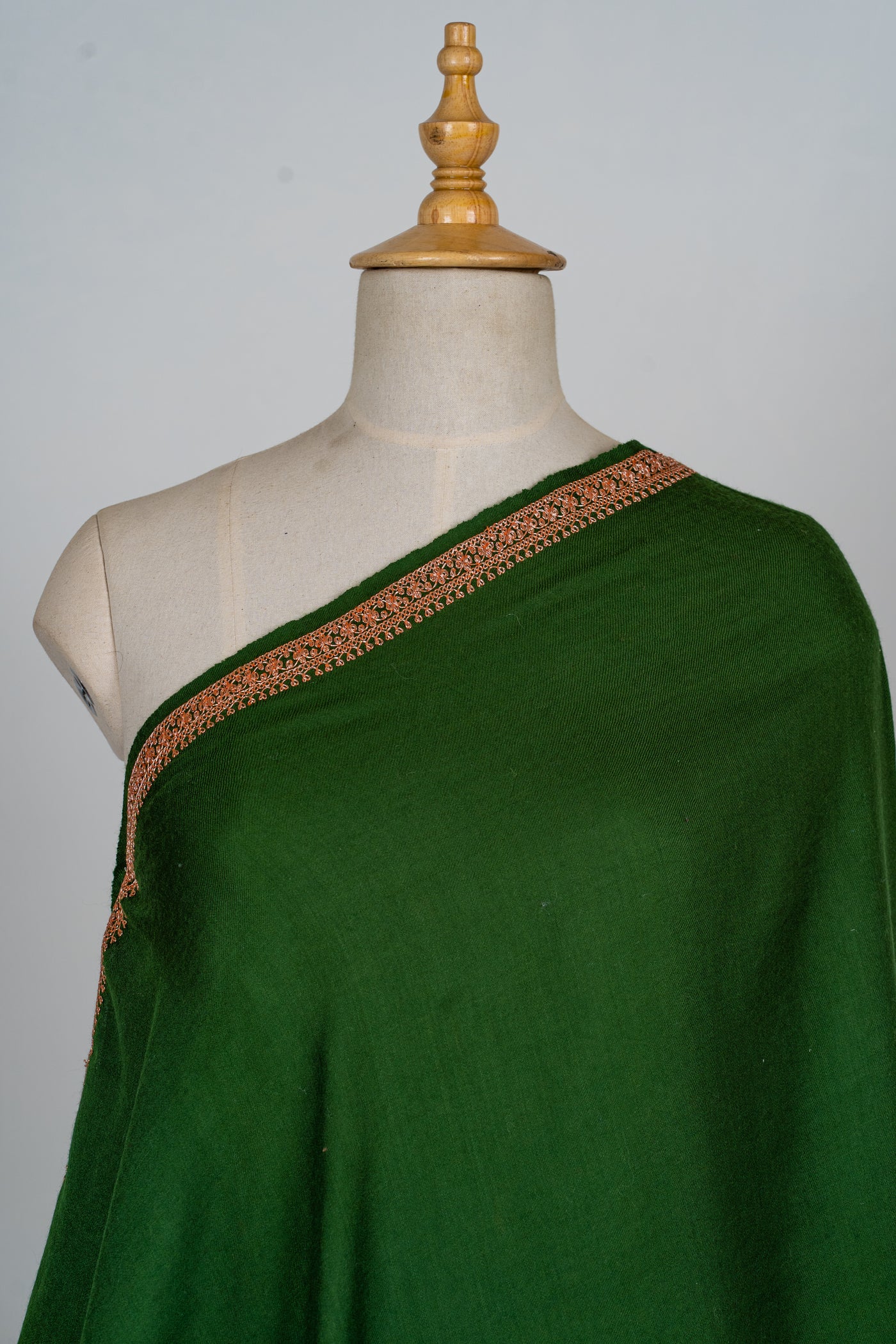 Emerald Dreams: Tilla Hand-Embroidered Merino Wool Shawl